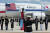  미국을 국빈 방문하는 윤석열 대통령과 김건희 여사가 24일 오후(현지시간) 미국 워싱턴DC 인근 앤드루스 공군기지에 도착, 환영 행사에서 국기에 경례하고 있다. 강정현 기자