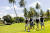아이언헤드 선수들이 4월 26일 센토사 골프장에서 연습라운드를 돌고 있다. 사진 LIV 골프
