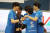 15일 바레인 마나마에서 열린 아시아 클럽챔피언십 알 아흘리전에서 득점한 뒤 기뻐하는 대한항공 선수들. 사진 한국배구연맹
