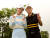 김하늘(왼쪽)과 최나연이 17일 제주도 핀크스 골프장에서 열린 SK텔레콤 채리티 오픈을 앞두고 포즈를 취하고 있다. 사진 KPGA