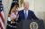 조 바이든 미국 대통령이 26일(현지시간) 워싱턴 DC 백악관 이스트룸에서 열린 초고속 인터넷 인프라 관련 연설 도중 최근 발생한 러시아 무장 반란 사태와 관련해 이야기하고 있다. AP=연합뉴스
