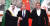 중국 베이징에서 이란과 사우디아라비아의 외교관계 정상화에 합의한 이후 무사드 빈 모하메드 알-아이반(왼쪽부터) 사우디 국가안보보좌관, 왕이 중국 국무위원, 알리 샴카니 이란 최고국가안보위원회 위원장이 기념촬영을 하고 있다. 신화통신