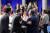윤석열 대통령이 12일(현지시간) 리투아니아 빌뉴스 리텍스포에서 열린 나토 동맹국·파트너국 정상회의에서 참석자들과 인사하고 있다. 대통령실