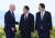 지난 5월 일본 히로시마 G7 정상회의장에서 만난 윤석열 대통령(오른쪽)과 조 바이든 미국 대통령, 기시다 후미오 일본 총리. [UPI=연합뉴스]