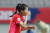 장슬기가 지난 8일 서울월드컵경기장에서 열린 아이티와의 평가전에서 골을 터트린 뒤 기뻐하고 있다. 연합뉴스
