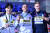 지난해 부다페스트 세계선수권 남자 자유형 200ｍ에서 금메달을 딴 포포비치(가운데)와 은메달을 목에 건 황선우(왼쪽). AFP=연합뉴스