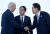 지난 5월 21일 일본 히로시마에서 열린 G7 정상회의에서 만나 인사를 나누는 한미일 정상. 왼쪽부터 조 바이든 미국 대통령과 기시다 후미오 일본 총리, 윤석열 대통령. AFP=연합뉴스 