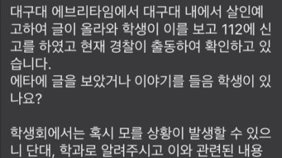 익명커뮤니티 대구대 게시판에 ‘칼부림 예고’ 20대 검거