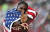 세계선수권 남자 100m 첫 우승을 차지한 뒤 '장풍 세리머니'를 펼치는 라일스. EPA=연합뉴스