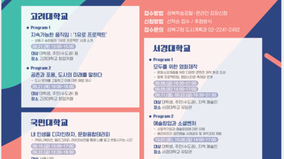 서경대학교 캠퍼스타운 조성사업단 ‘성북 캠퍼스타운 아카데미 (2학기)’ 강좌 개최 