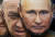 러시아 상트페테르부르크의 한 기념품 가게에서 블라디미르 푸틴 러시아 대통령(오른쪽)과 민간 용병 기업인 바그너그룹의 수장 예브게니 프리고진의 가면을 판매하고 있다. AP=연합뉴스