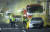 인천 중구 영종대교 하부도로에서 실시한 화재 대응 훈련. 영종대교 하단의 50중 차량 추돌 및 전기차 화재 상황을 가정해 훈련을 진행했다. [뉴스1]