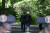 윤석열 대통령(맨 왼쪽)과 조 바이든 미국 대통령, 기사다 후미오 일본 총리가 18일(현지시간) 캠프 데이비드에서 열린 한미일 정상 공동기자회견을 마친 후 이동하고 있다. 사진 대통령실