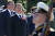 드미트리 메드베데프(왼쪽 둘째) 러시아 국가안보회의 부의장이 3일(현지시간) 유즈노사할린스크에서 열린 ‘군국주의 일본에 대한 승전일 및 제2차 세계대전 종전일’ 행사에 참석했다. AP=연합뉴스
