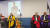 조정원 세계태권도연맹 총재(왼쪽)가 4일 프랑스의 리토알 코트 도팔르(ULCO) 대학으로부터 명예박사학위를 받았다. 토니 에스탕귀 파리올림픽 조직위원장이 영상 메시지를 통해 축하 인사를 전하고 있다. 사진 세계태권도연맹 