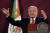 안드레스 마누엘 로페스 오브라도르 멕시코 대통령이 지난달 기자회견에서 답변하고 있다. EPA=연합뉴스