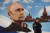 러시아가 점령 중인 도네츠크인민공화국의 투표소 벽면에 그려진 블라디미르 푸틴 러시아 대통령의 얼굴. AFP=연합뉴스 
