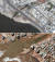 막사 테크놀로지스가 제공한 두 장의 위성 사진에 지난 7월 1일 리비아 데르나 해안 도로(사진 위)와 홍수 피해가 발생한 9월 13일의 모습이 보인다. AP=뉴시스