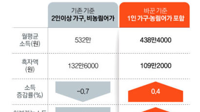 ‘1인가구 포함’ 기준 바꾸니 소득 0.7% 감소→0.4% 증가