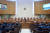 김명수 대법원장 등 대법관들이 21일 오후 서울 서초구 대법원 대법정에서 열린 전원합의체 선고에서 자리에 앉아 있다. [대법원 제공]