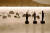 리움미술관 로비에 설치된 강서경 작가의 작품을 배경으로, 퍼포머들이 액티베이션을 선보이고 있다. 이 모든 것이 하나의 작품이다. [사진 보테가 베네타]