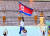 23일 중국 항저우 올림픽 스포츠센터 스타디움에서 열린 2022 항저우 아시안게임 개막식에서 북한 선수단이 인공기를 든 채 입장하고 있다. 항저우(중국) =장진영 기자