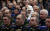 키릴 총대주교(흰 모자)는 푸틴 정권의 주요 인사들과 함께 대통령 일정에 동행하며 영향력을 과시한다. AP=연합뉴스