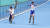 정철원(오른쪽)이 2일 항저우 아시안게임 롤러스케이트 남자 스피드 3000m 계주에서 결승선을 통과하다 대만 마지막 주자에게 추월 당하고 있다. 연합뉴스 