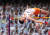 2일 중국 항저우 올림픽 스포츠센터에서 열린 남자 높이뛰기 예선에서 우상혁이 2m15 1차 시기 바를 넘고 있다. 연합뉴스