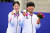 아시안게임 컴파운드 혼성전 은메달을 따낸 소채원(왼쪽)과 주재훈. 장진영 기자