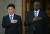 4일(현지시간) 미국 워싱턴DC에서 열린 회담에 앞서 의장대 사열을 하고 있는 로이드 오스틴 미국 국방장관(오른쪽)과 기하라 미노루 일본 방위상. AFP=연합뉴스 