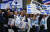 9일(현지시간) 미국 워싱턴주 벨뷰에서 이스라엘을 지지하는 집회가 열리고 있다.AP=연합뉴스