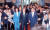 2019년 5월 14일 문재인 전 대통령이 서울 여의도에서 열린 ‘중소기업인대회’에 박영선(왼쪽 셋째) 당시 중소벤처기업부 장관과 함께 참석하고 있다. 청와대사진기자단