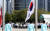 선수촌 국기광장에서 열린 입촌식에서 게양되는 대한민국 국기. 사진 대한장애인체육회