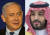 베냐민 네타냐후 이스라엘 총리와 무함마드 빈 살만 사우디 왕세자(오른쪽). AFP=연합뉴스