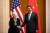 지난 7월 8일 중국 베이징 댜오위타이 국빈관에서 재닛 옐런 미국 재무장관(왼쪽)과 허리펑 중국 경제부청리가 만나 악수하고 있다. AFP=연합뉴스