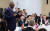 로이드 오스틴 미국 국방장관이 14일 오전 서울 용산구 국방부에서 열린 한·유엔사회원국 국방장관회의에서 인사를 하고 있다. 사진공동취재단