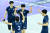 15일 인천 계양체육관에서 열린 삼성화재전에서 득점하고 환호하는 대한항공 선수들. 사진 한국배구연맹