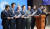 더불어민주당 의원들이 15일 기자회견을 열고 '위성정당 방지법' 당론 추진을 촉구하고 있다. 연합뉴스