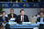 윤석열 대통령이 16일(현지시간) 미국 샌프란시스코 모스코니센터에서 열린 아시아태평양경제협력체(APEC) 세션1 회의에 참석하고 있다. 대통령실사진기자단 