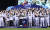 지난 13일 서울 잠실야구장에서 열린 2023 KBO 한국시리즈 5차전에서 LG트윈스가 한국시리즈 우승을 확정 지은 뒤 시상식에서 구광모 LG그룹 회장이 인사하고 있다. 연합뉴스