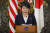 지난 8일 G7 외교장관회의 결과를 설명하고 있는 가미카와 요코 일본 외상. AP=연합뉴스 