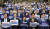 이재명 더불어민주당 대표 등이 23일 오후 국회에서 열린 의원총회에서 노조법. 방송3법 공포를 촉구하고 있다. 강정현 기자 