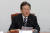이재명 국민의힘 대표가 29일 오전 국회에서 열린 최고위원회에서 발언하고 있다. 강정현 기자