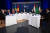 조 바이든 미 대통령과 토니 블링컨 미 국무장관이 지난 9월 미국 뉴욕에서 유엔 총회 계기에 C5+1 회의를 열고 중앙아 5개국 정상과 마주앉은 모습. AFP. 연합뉴스.
