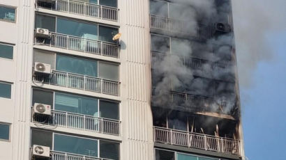 수원 20층짜리 아파트서 화재…소방 당국 진화 중