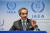 라파엘 그로시 국제원자력기구(IAEA) 사무총장이 지난달 22일(현지시간) 오스트리아 빈에서 기자회견을 하는 모습. EPA.