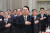 윤석열 대통령이 3일 청와대 영빈관에서 열린 2024년 신년 인사회에서 국기에 경례하는 모습. 대통령실.