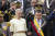 지난해 11월 대통령 취임식에 참석한 다니엘 노보아 에콰도르 대통령과 그의 부인 라비니아 발보네시. AP=연합뉴스 