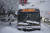 17일(현지시간) 캐나다 밴쿠버에서 눈보라 속에서 한 시민이 버스를 기다리고 있다. AP=연합뉴스